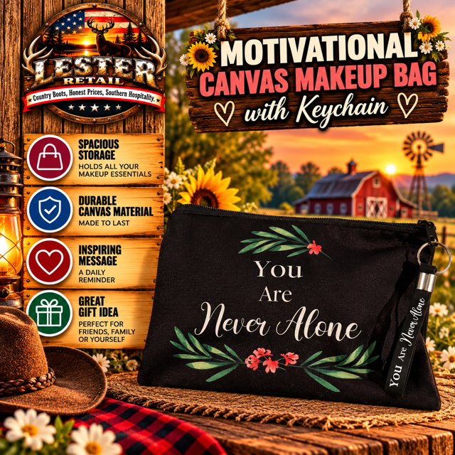 MOTIVATIONAL CANVAS MAKEUP BAG WITH KEYCHAIN