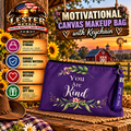 MOTIVATIONAL CANVAS MAKEUP BAG WITH KEYCHAIN