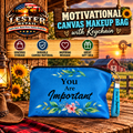 MOTIVATIONAL CANVAS MAKEUP BAG WITH KEYCHAIN