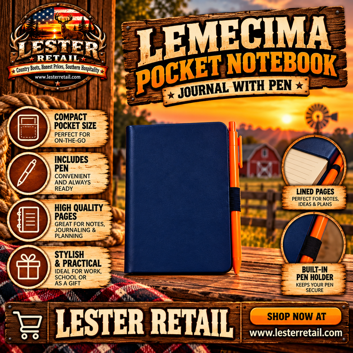 LEMECIMA POCKET NOTEBOOK JOURNAL WITH PEN