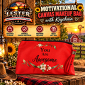 MOTIVATIONAL CANVAS MAKEUP BAG WITH KEYCHAIN
