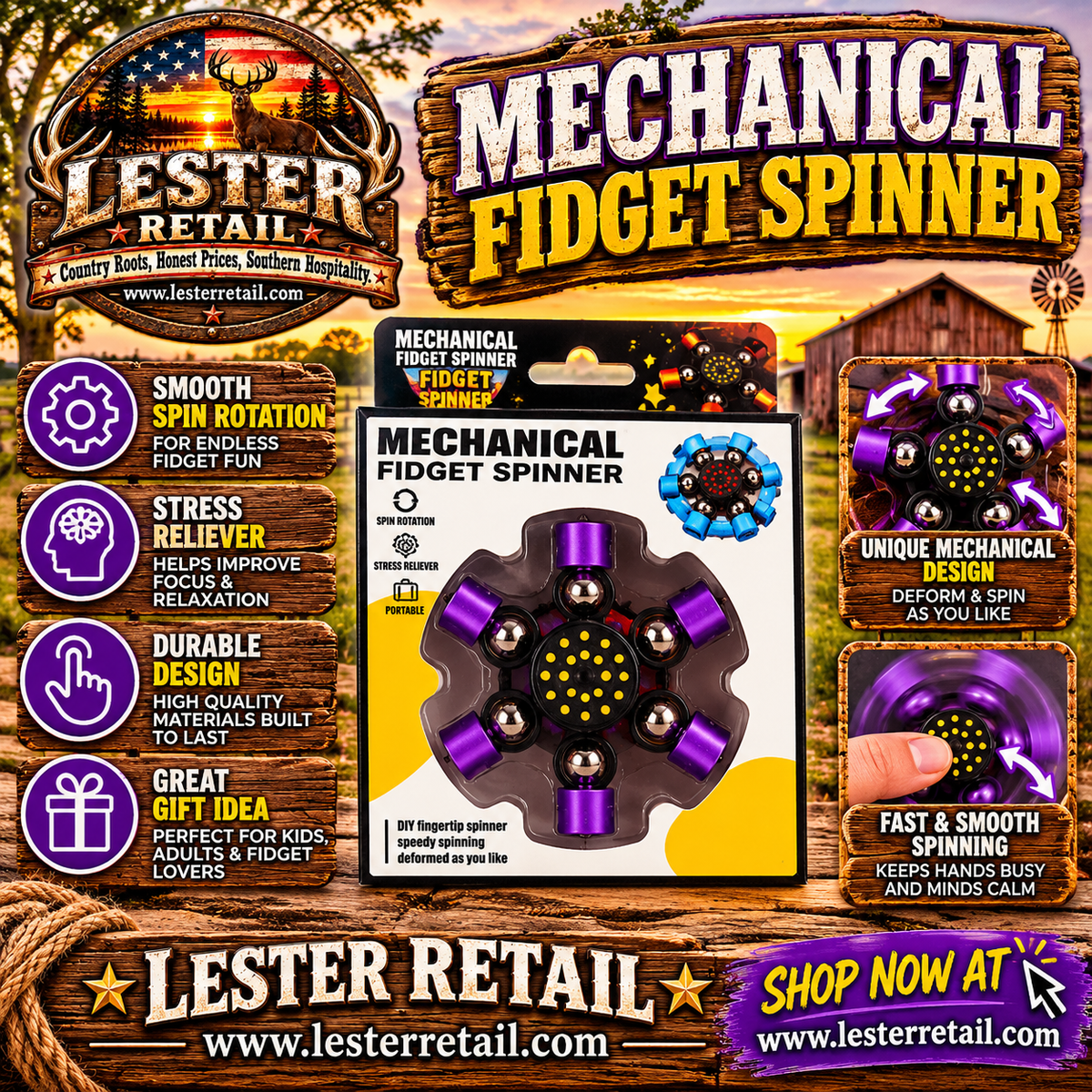 MECHANICAL FIDGET SPINNER - PURPLE