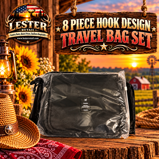 8 PIECE HOOK DESIGN TRAVEL BAG SET