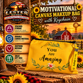 MOTIVATIONAL CANVAS MAKEUP BAG WITH KEYCHAIN
