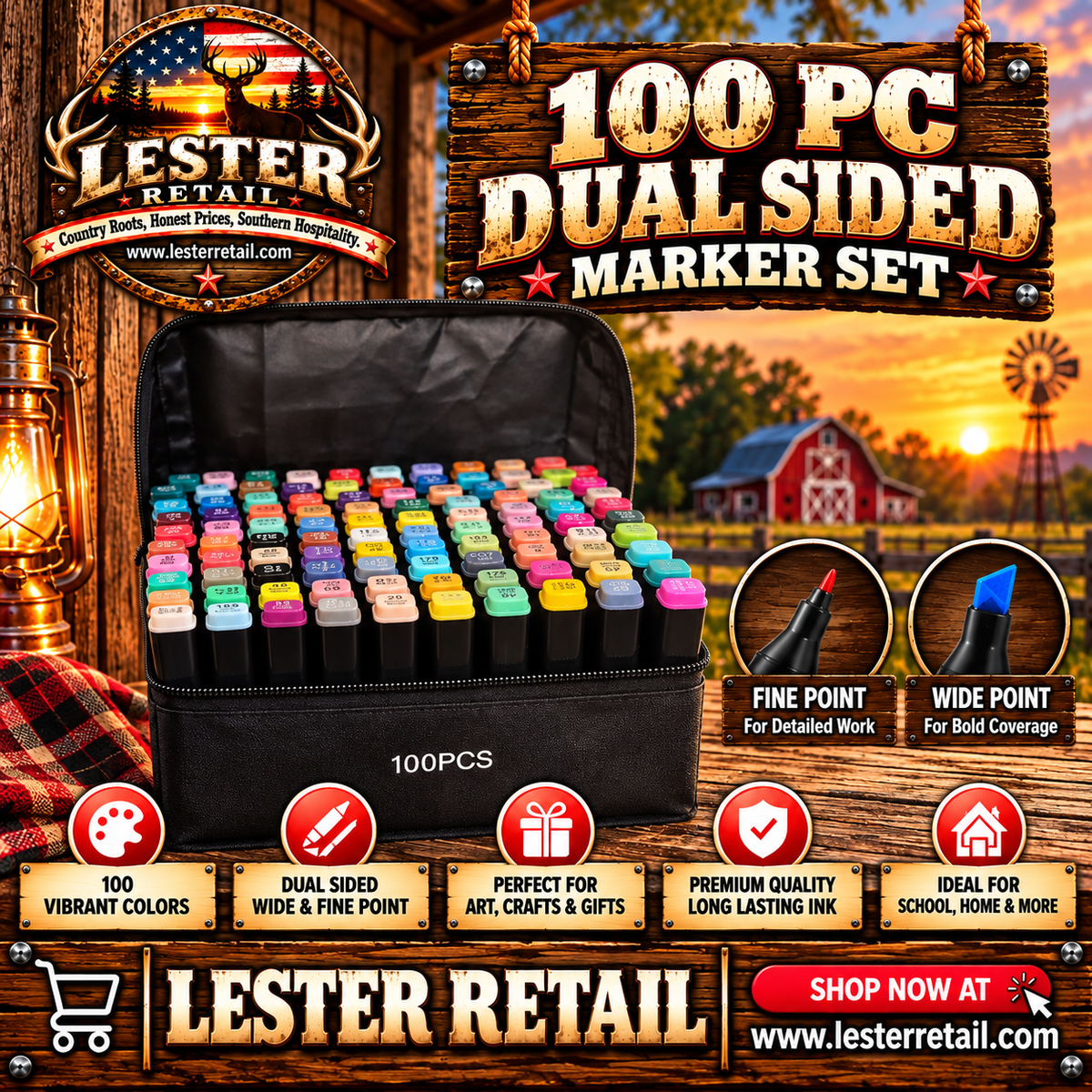 100 PC DUAL SIDED MARKER SET