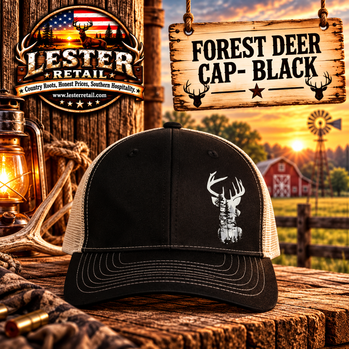 FOREST DEER CAP- BLACK