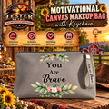 MOTIVATIONAL CANVAS MAKEUP BAG WITH KEYCHAIN