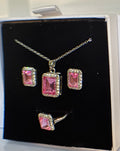 SQUARE PINK SPARKLE JEWELRY SET
