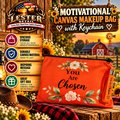 MOTIVATIONAL CANVAS MAKEUP BAG WITH KEYCHAIN