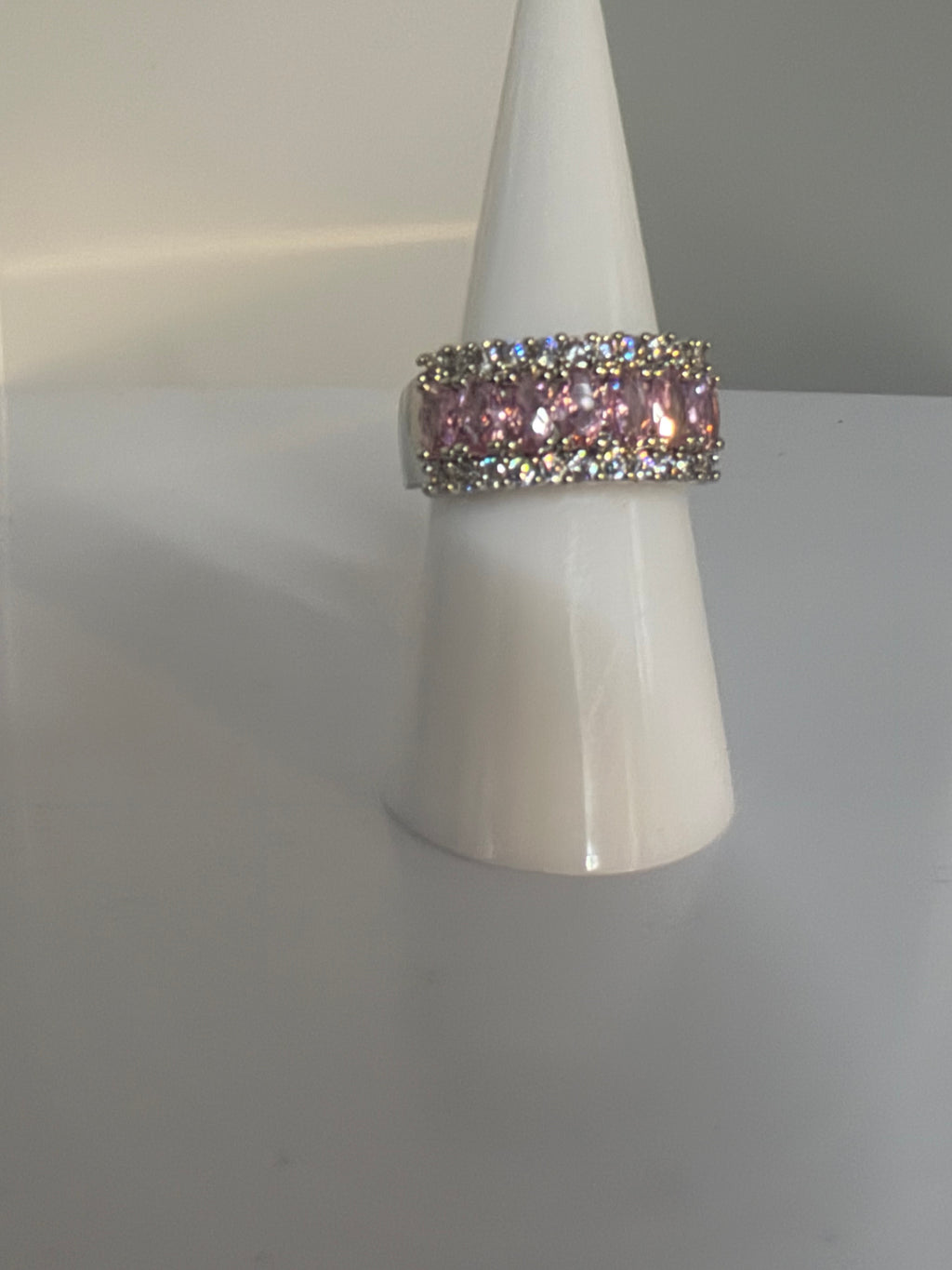 CLEAR CUBIC SYNTHETIC ZIRCONIA WAVE BAND SIZE 7