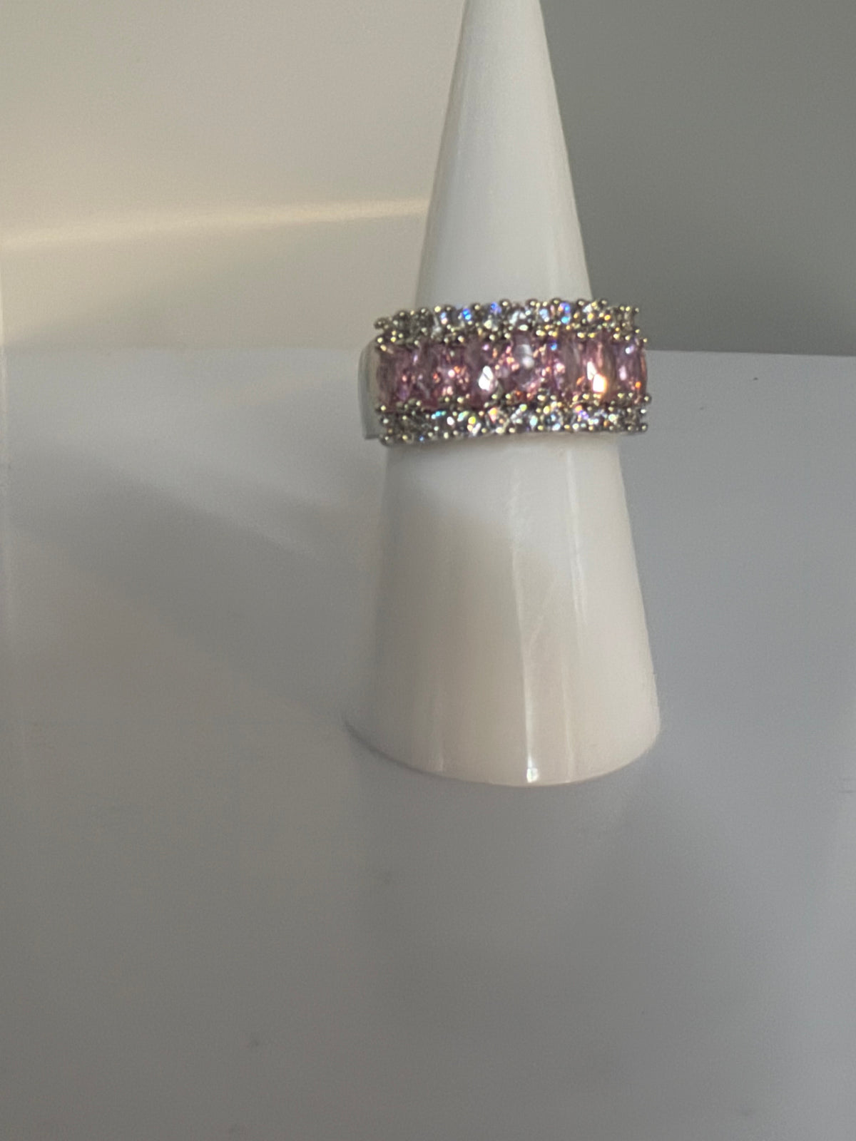 CLEAR CUBIC SYNTHETIC ZIRCONIA WAVE BAND SIZE 7