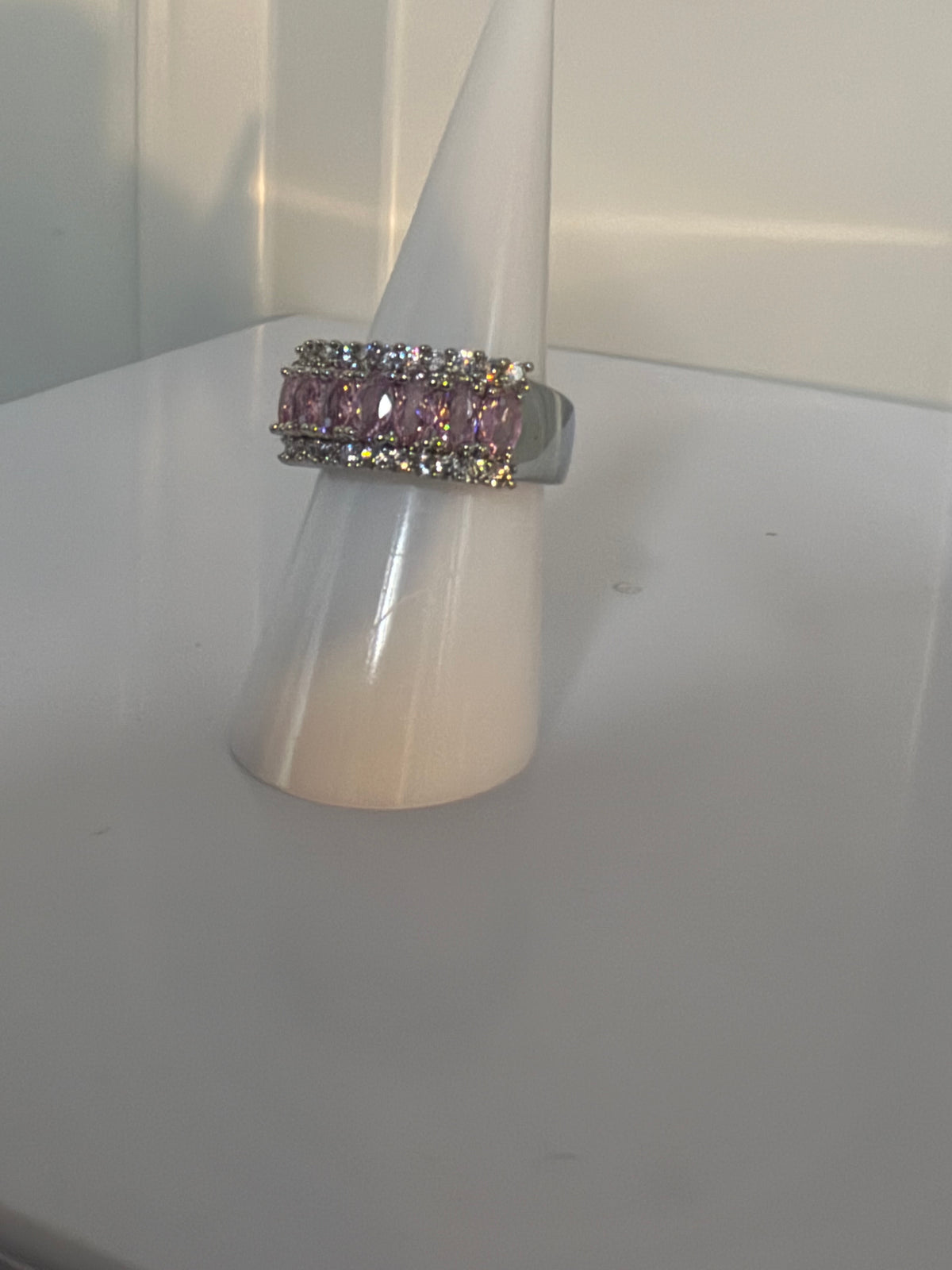 CLEAR CUBIC SYNTHETIC ZIRCONIA WAVE BAND SIZE 7