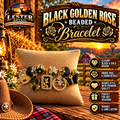 BLACK GOLDEN ROSE BEADED BRACELET