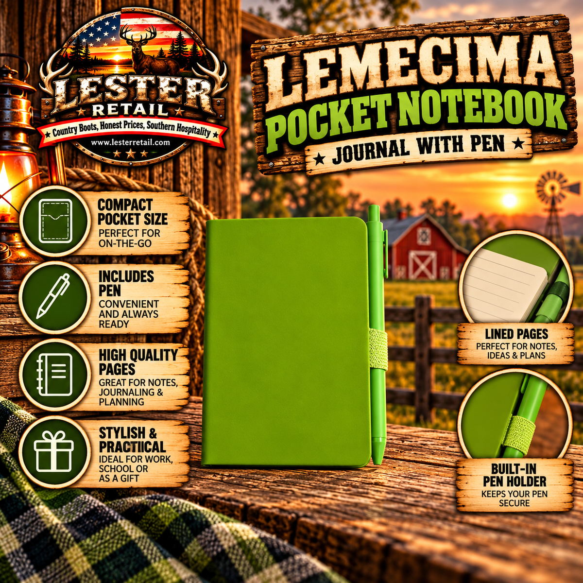 LEMECIMA POCKET NOTEBOOK JOURNAL WITH PEN