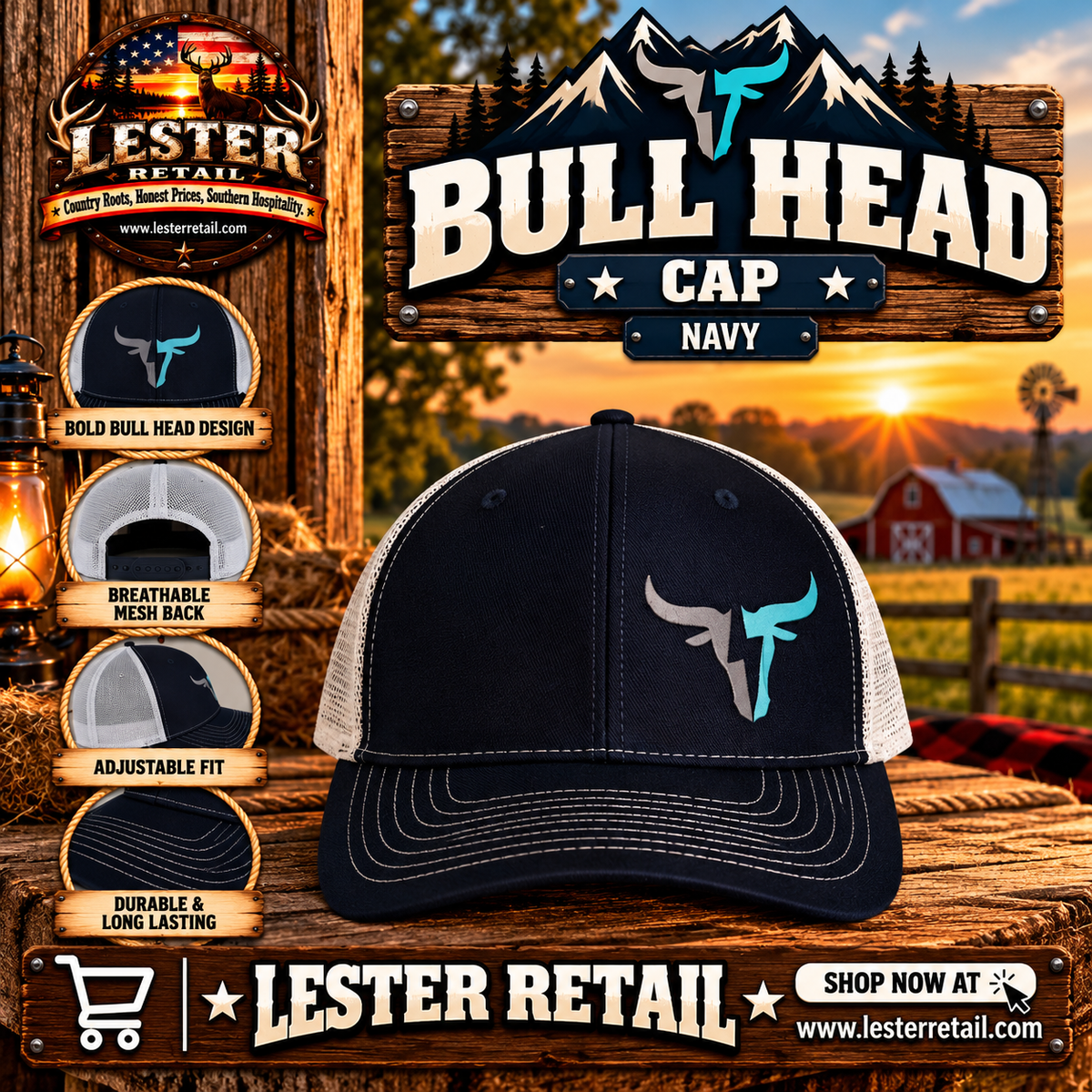 BULL HEAD CAP- NAVY