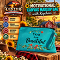 MOTIVATIONAL CANVAS MAKEUP BAG WITH KEYCHAIN
