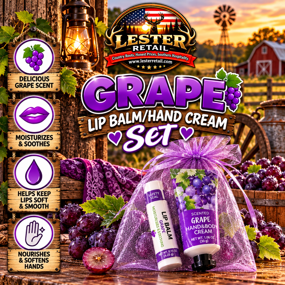 GRAPE LIP BALM/HAND CREAM SET
