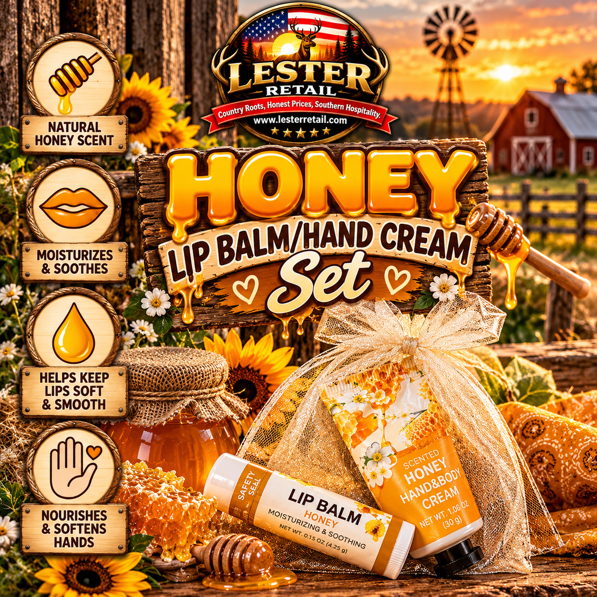 HONEY LIP BALM/HAND CREAM SET