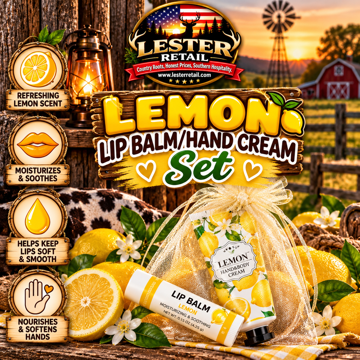 LEMON LIP BALM/HAND CREAM SET