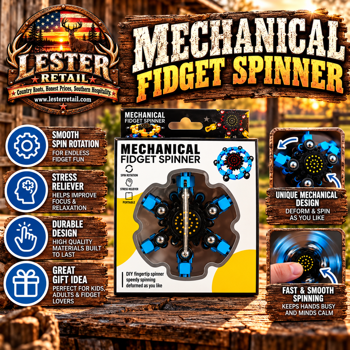 MECHANICAL FIDGET SPINNER- BLUE