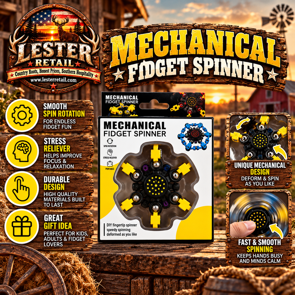 MECHANICAL FIDGET SPINNER - YELLOW