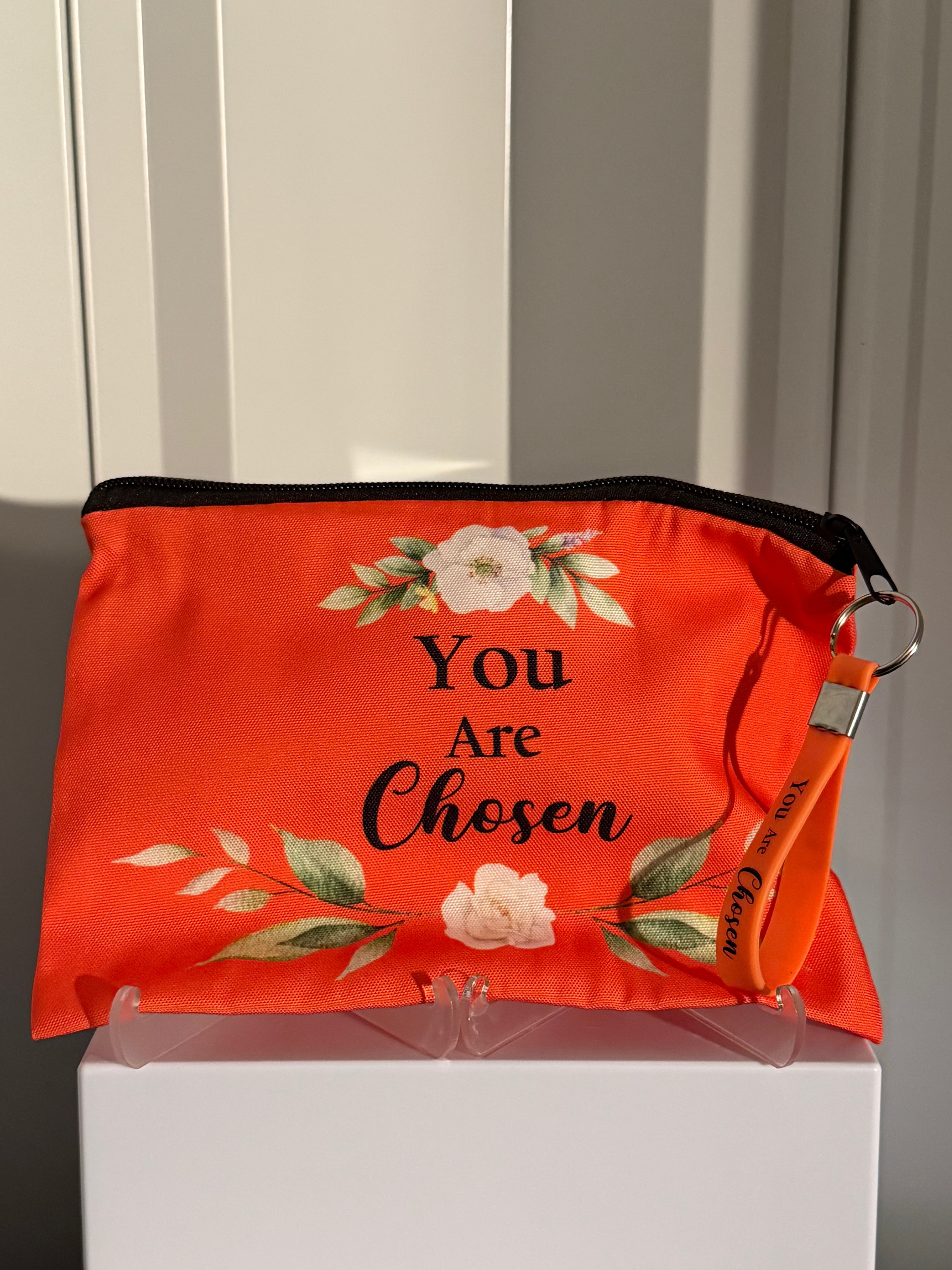 MOTIVATIONAL CANVAS MAKEUP BAG WITH KEYCHAIN