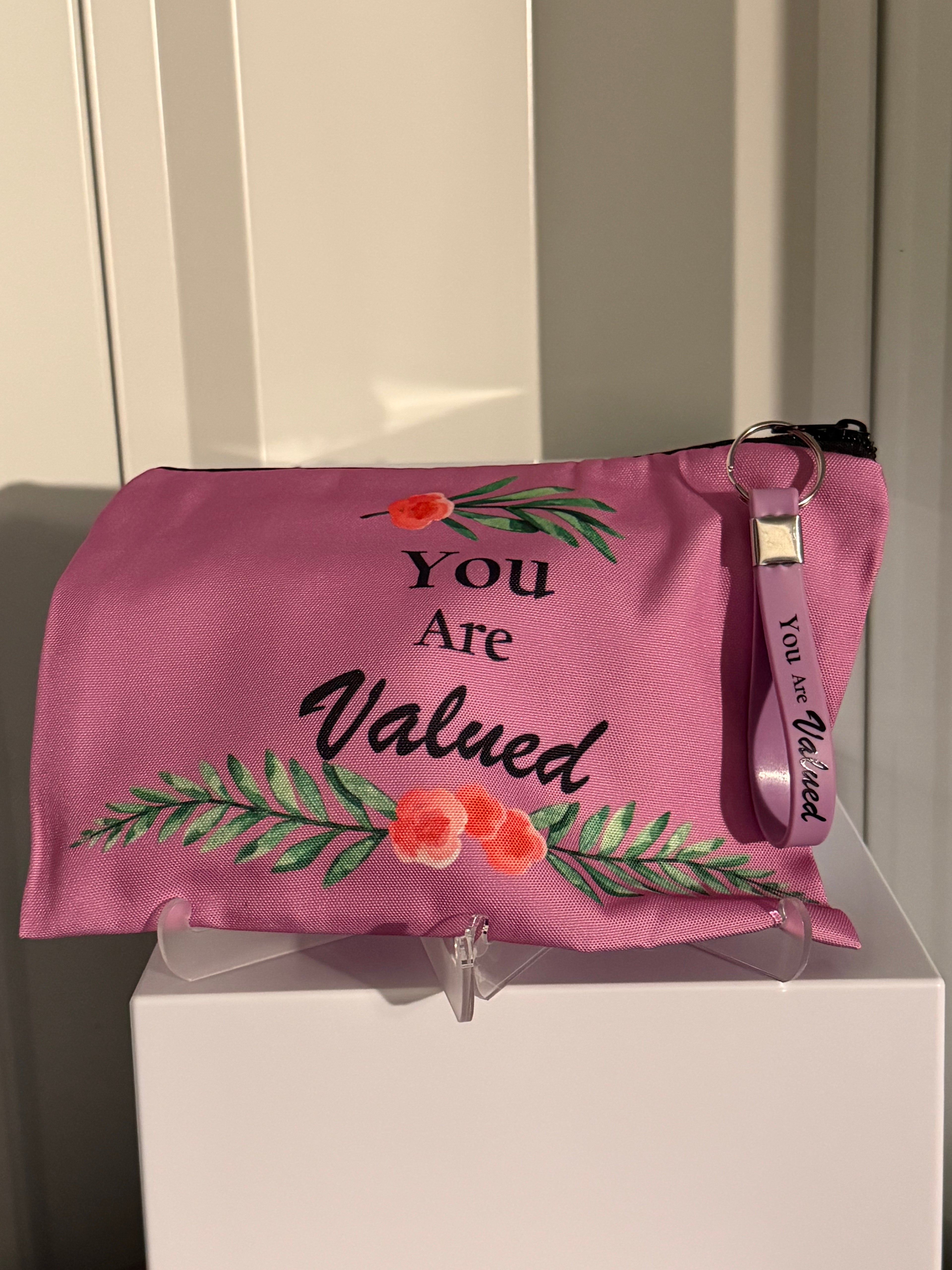 MOTIVATIONAL CANVAS MAKEUP BAG WITH KEYCHAIN