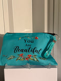 MOTIVATIONAL CANVAS MAKEUP BAG WITH KEYCHAIN