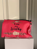 MOTIVATIONAL CANVAS MAKEUP BAG WITH KEYCHAIN