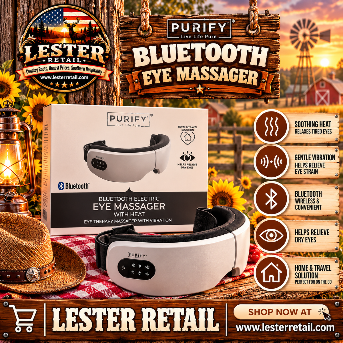 PURIFY BLUETOOTH ELECTRIC EYE MASSAGER WITH HEAT