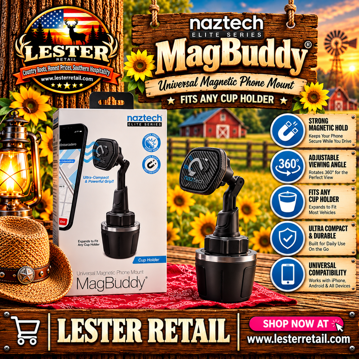 NAZTECH ELITE SERIES CUP HOLDER MAGNETIC PHONE MOUNT