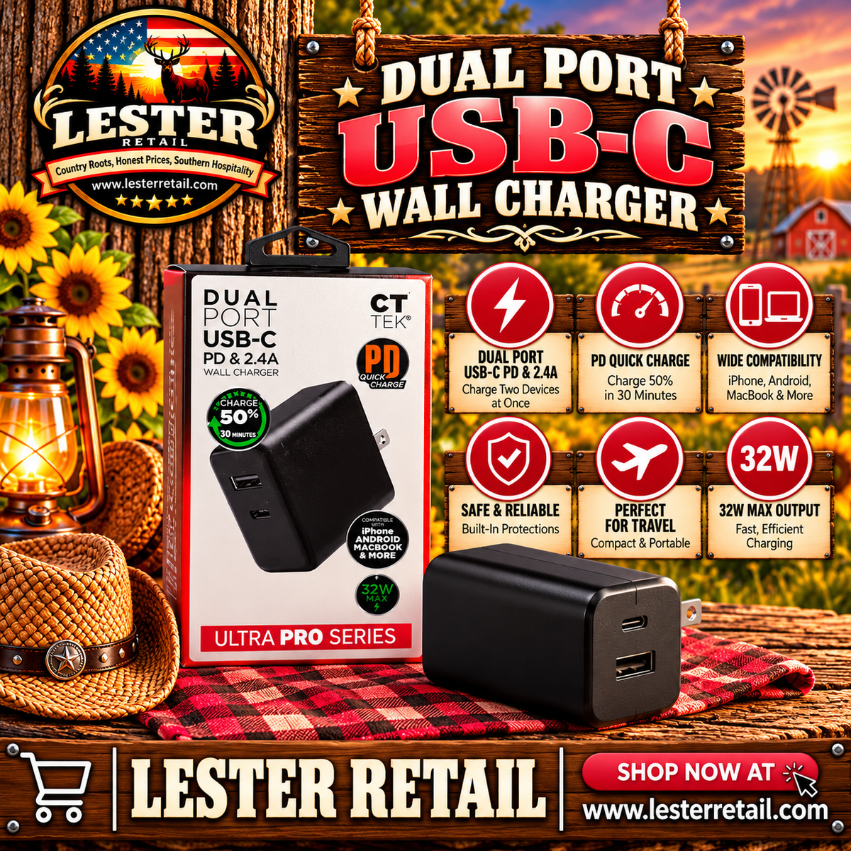 CT-TEK DUAL PORT USB-C